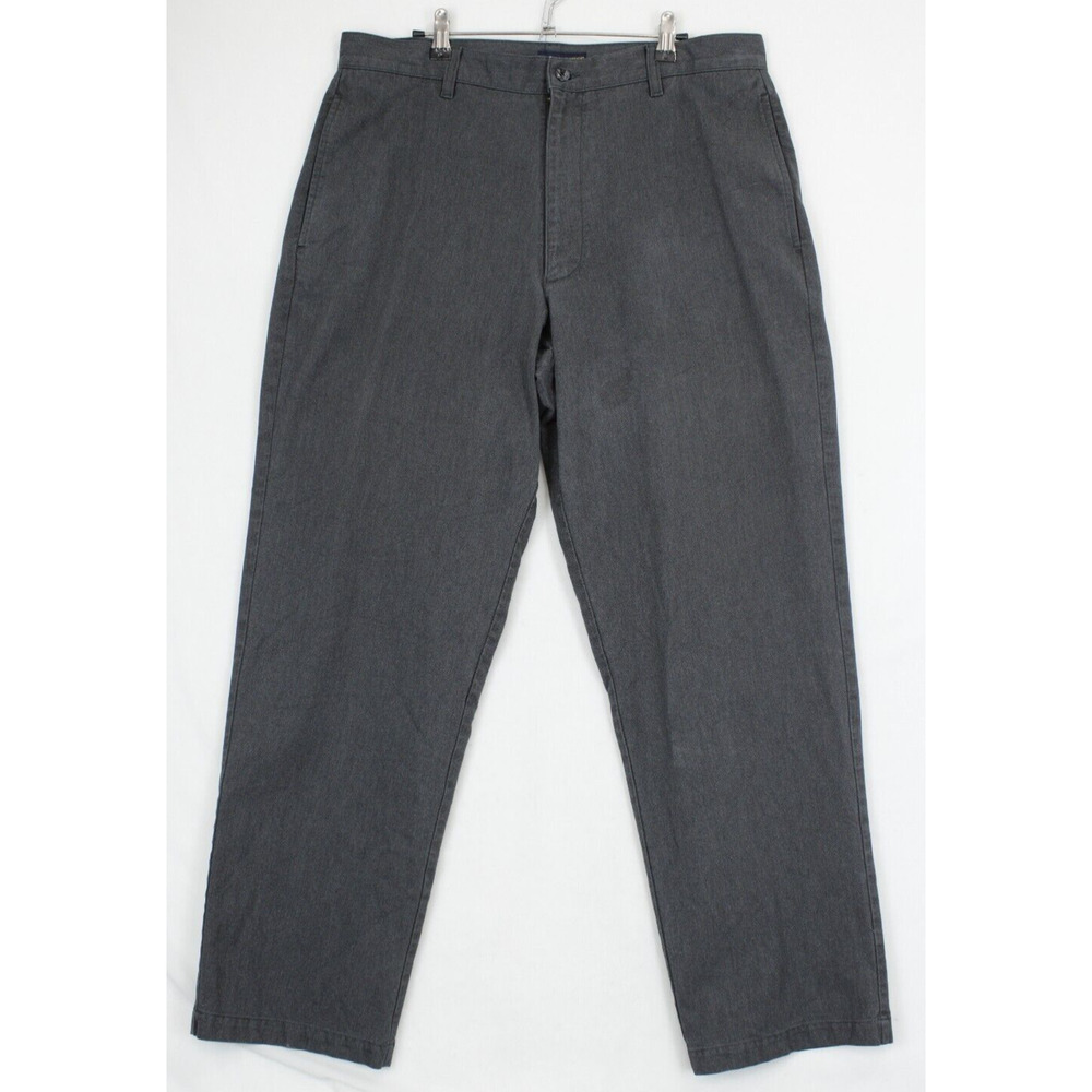 Cambridge Classic Dress Casual Pants Men 36 / 32 Gray Flat Front Gray